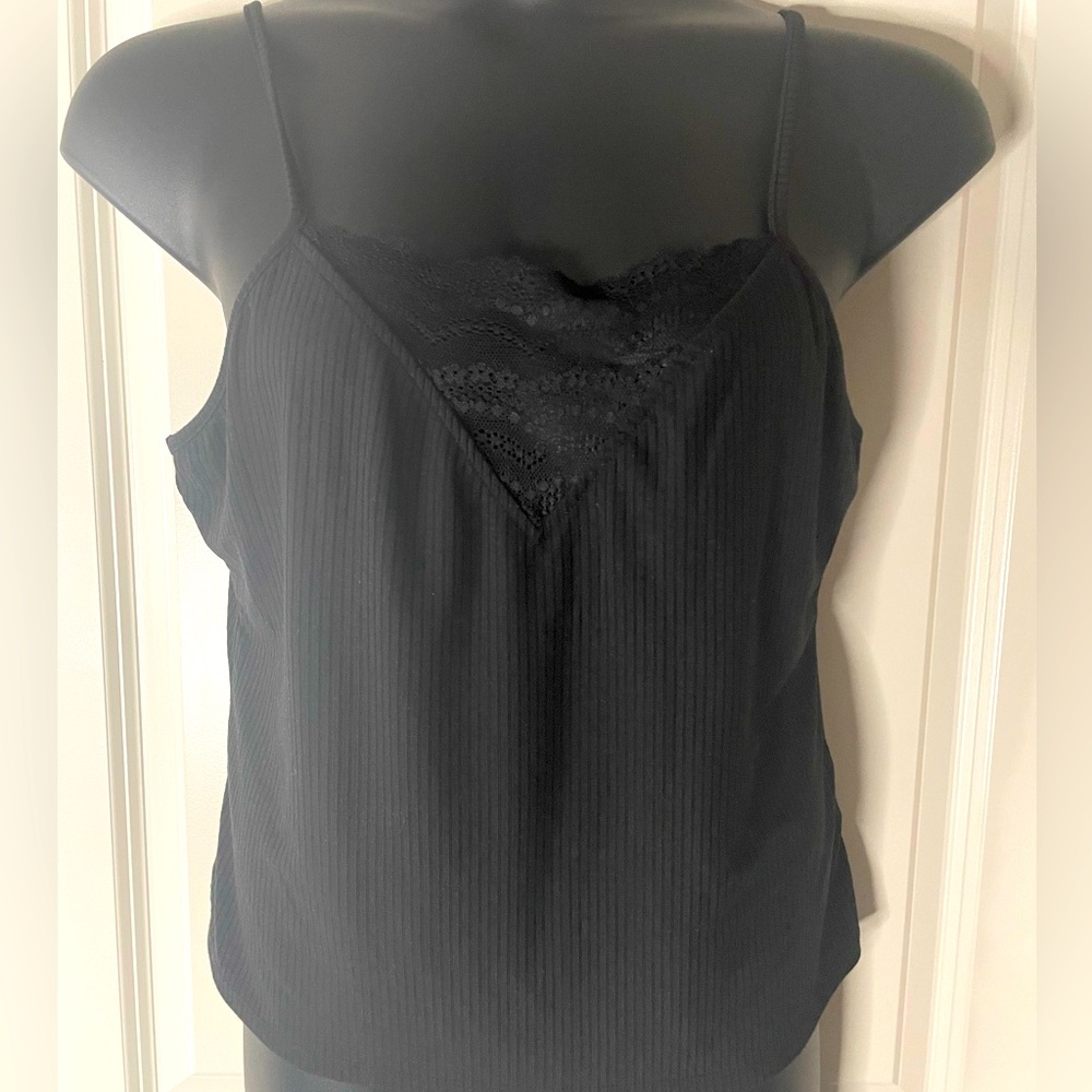 Black Stretch Camisole Tank Top Size 2X Basic Layering Top
